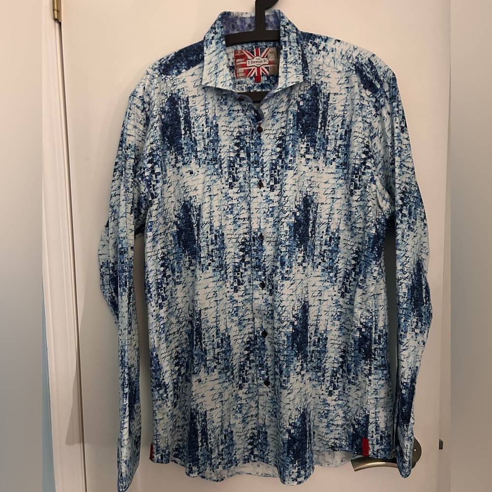 7 Downie st London Couture Men’s Blue & White Men's Button Down Shirt UK size 6